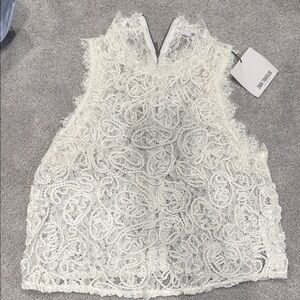 Zara Ivory Lace Sleeveless Blouse
